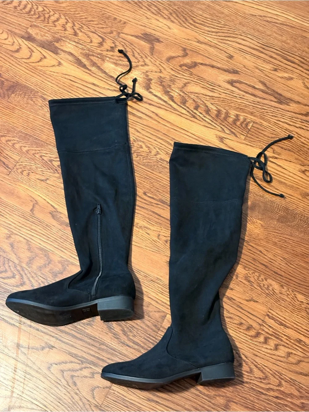 Black Knee-High Suede Boots